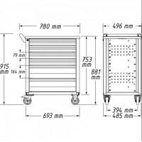 Hazet 177-7 178N-7/147帶滾珠軸承輪子工廠(chǎng)車(chē)間設備工具推車(chē)